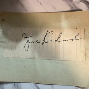 June Richmond Signed Autograph Slip – Jazz Singer & Actress Vintage 1940s
